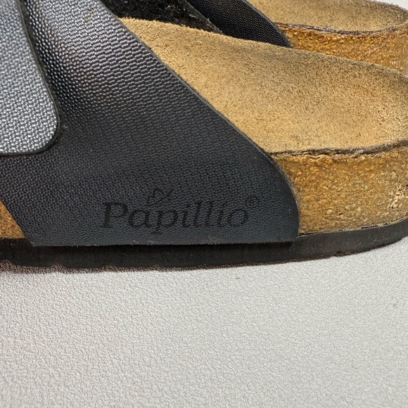 Papillio Blue Birkenstock Cork Footbed Vegan Leather 2 Strap Sandals - Picture 2 of 9